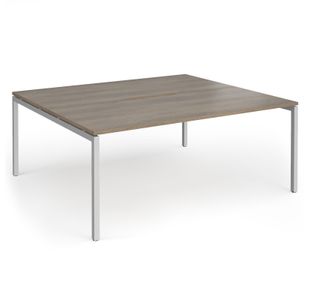 Connex Goal-Post 1800 x 1600 x 725mm Back to Back Desk (2 x 1800mm) - Silver Frame / Nebraska Oak Top
