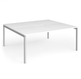 Connex Goal-Post 1800 x 1600 x 725mm Back to Back Desk (2 x 1800mm) - Silver Frame / White Top