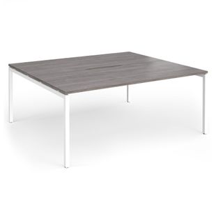 Connex Goal-Post 1800 x 1600 x 725mm Back to Back Desk (2 x 1800mm) - White Frame / Grey Oak Top