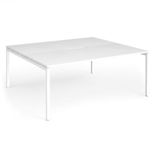 Connex Goal-Post 1800 x 1600 x 725mm Back to Back Desk (2 x 1800mm) - White Frame / White Top