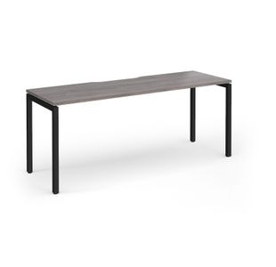 Connex Goal-Post 1800 x 600 x 725mm Single Desk - Black Frame / Grey Oak Top