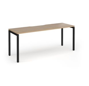 Connex Goal-Post 1800 x 600 x 725mm Single Desk - Black Frame / Kendal Oak Top