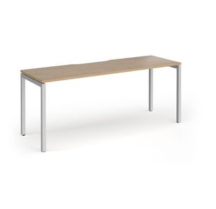 Connex Goal-Post 1800 x 600 x 725mm Single Desk - Silver Frame / Kendal Oak Top