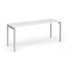 Connex Goal-Post 1800 x 600 x 725mm Single Desk - Silver Frame / White Top