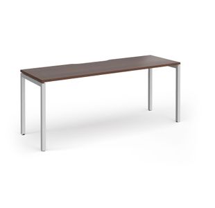 Connex Goal-Post 1800 x 600 x 725mm Single Desk - Silver Frame / Walnut Top