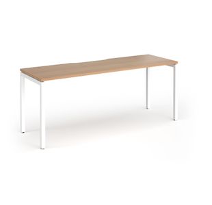 Connex Goal-Post 1800 x 600 x 725mm Single Desk - White Frame / Beech Top