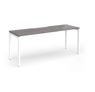 Connex Goal-Post 1800 x 600 x 725mm Single Desk - White Frame / Grey Oak Top