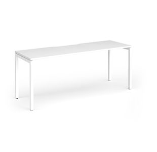 Connex Goal-Post 1800 x 600 x 725mm Single Desk - White Frame / White Top