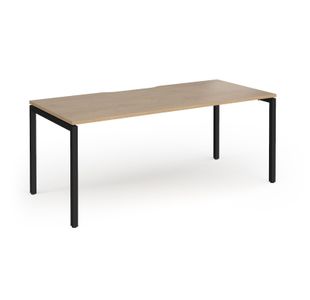 Connex Goal-Post 1800 x 800 x 725mm Single Desk - Black Frame / Kendal Oak Top