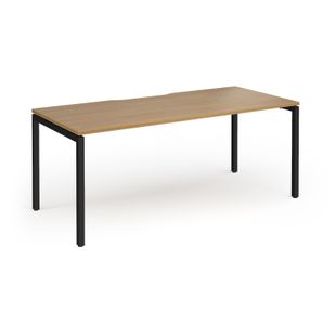 Connex Goal-Post 1800 x 800 x 725mm Single Desk - Black Frame / Oak Top