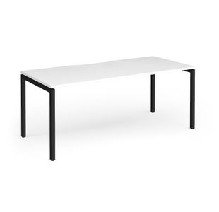 Connex Goal-Post 1800 x 800 x 725mm Single Desk - Black Frame / White Top