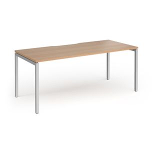 Connex Goal-Post 1800 x 800 x 725mm Single Desk - Silver Frame / Beech Top