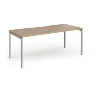 Connex Goal-Post 1800 x 800 x 725mm Single Desk - Silver Frame / Kendal Oak Top
