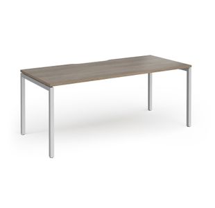 Connex Goal-Post 1800 x 800 x 725mm Single Desk - Silver Frame / Nebraska Oak Top