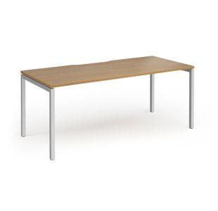 Connex Goal-Post 1800 x 800 x 725mm Single Desk - Silver Frame / Oak Top