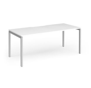 Connex Goal-Post 1800 x 800 x 725mm Single Desk - Silver Frame / White Top
