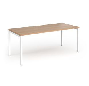 Connex Goal-Post 1800 x 800 x 725mm Single Desk - White Frame / Beech Top