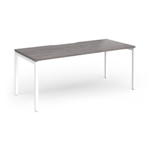Connex Goal-Post 1800 x 800 x 725mm Single Desk - White Frame / Grey Oak Top