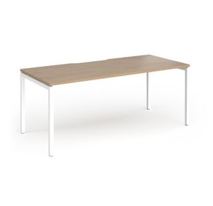 Connex Goal-Post 1800 x 800 x 725mm Single Desk - White Frame / Kendal Oak Top