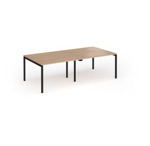Connex Goal-Post 2400 x 1200 x 725mm Back to Back Desk (4 x 1200mm) - Black Frame / Beech Top