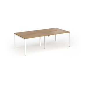 Connex Goal-Post 2400 x 1200 x 725mm Back to Back Desk (4 x 1200mm) - White Frame / Oak Top