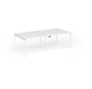 Connex Goal-Post 2400 x 1200 x 725mm Back to Back Desk (4 x 1200mm) - White Frame / White Top