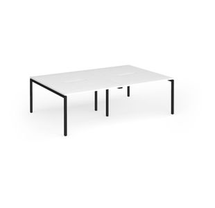 Connex Goal-Post 2400 x 1600 x 725mm Back to Back Desk (4 x 1200mm) - Black Frame / White Top
