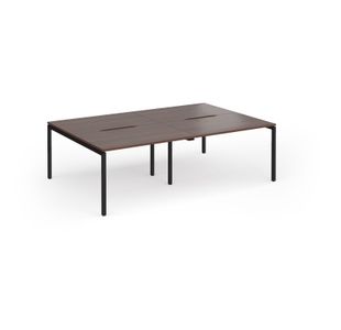 Connex Goal-Post 2400 x 1600 x 725mm Back to Back Desk (4 x 1200mm) - Black Frame / Walnut Top