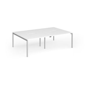 Connex Goal-Post 2400 x 1600 x 725mm Back to Back Desk (4 x 1200mm) - Silver Frame / White Top