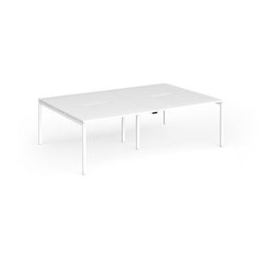 Connex Goal-Post 2400 x 1600 x 725mm Back to Back Desk (4 x 1200mm) - White Frame / White Top