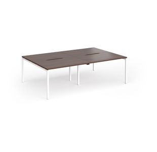 Connex Goal-Post 2400 x 1600 x 725mm Back to Back Desk (4 x 1200mm) - White Frame / Walnut Top