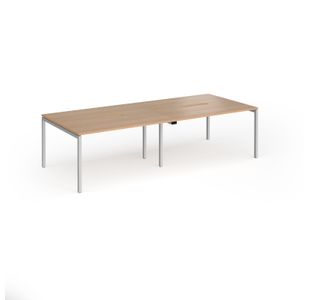 Connex Goal-Post 2800 x 1200 x 725mm Back to Back Desk (4 x 1400mm) - Silver Frame / Beech Top