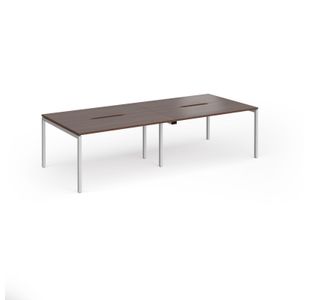Connex Goal-Post 2800 x 1200 x 725mm Back to Back Desk (4 x 1400mm) - Silver Frame / Walnut Top