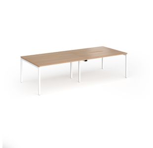 Connex Goal-Post 2800 x 1200 x 725mm Back to Back Desk (4 x 1400mm) - White Frame / Beech Top