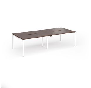 Connex Goal-Post 2800 x 1200 x 725mm Back to Back Desk (4 x 1400mm) - White Frame / Walnut Top