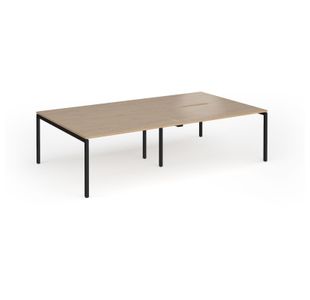 Connex Goal-Post 2800 x 1600 x 725mm Back to Back Desk (4 x 1400mm) - Black Frame / Kendal Oak Top