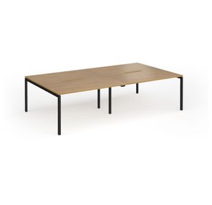 Connex Goal-Post 2800 x 1600 x 725mm Back to Back Desk (4 x 1400mm) - Black Frame / Oak Top