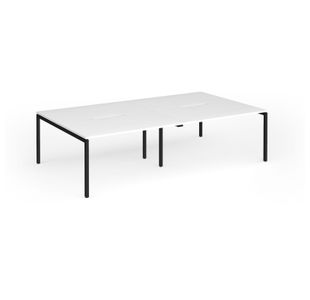 Connex Goal-Post 2800 x 1600 x 725mm Back to Back Desk (4 x 1400mm) - Black Frame / White Top