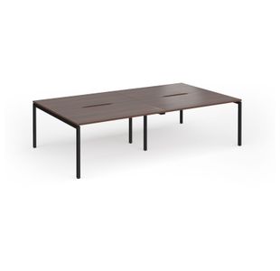 Connex Goal-Post 2800 x 1600 x 725mm Back to Back Desk (4 x 1400mm) - Black Frame / Walnut Top