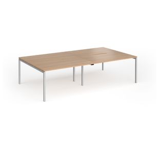 Connex Goal-Post 2800 x 1600 x 725mm Back to Back Desk (4 x 1400mm) - Silver Frame / Beech Top