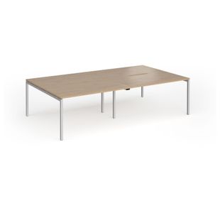 Connex Goal-Post 2800 x 1600 x 725mm Back to Back Desk (4 x 1400mm) - Silver Frame / Kendal Oak Top