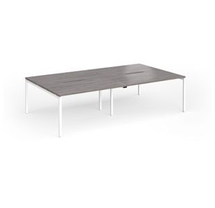 Connex Goal-Post 2800 x 1600 x 725mm Back to Back Desk (4 x 1400mm) - White Frame / Grey Oak Top