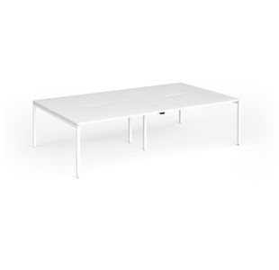 Connex Goal-Post 2800 x 1600 x 725mm Back to Back Desk (4 x 1400mm) - White Frame / White Top