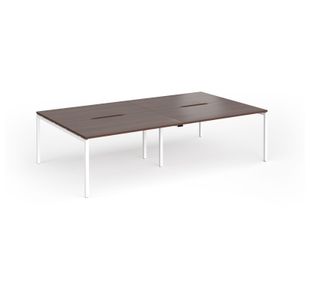 Connex Goal-Post 2800 x 1600 x 725mm Back to Back Desk (4 x 1400mm) - White Frame / Walnut Top