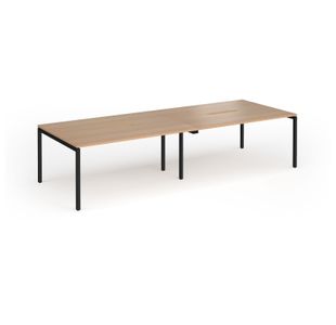 Connex Goal-Post 3200 x 1200 x 725mm Back to Back Desk (4 x 1600mm) - Black Frame / Beech Top