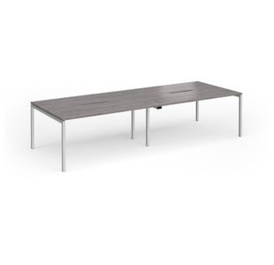 Connex Goal-Post 3200 x 1200 x 725mm Back to Back Desk (4 x 1600mm) - Silver Frame / Grey Oak Top