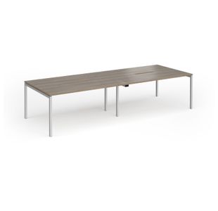 Connex Goal-Post 3200 x 1200 x 725mm Back to Back Desk (4 x 1600mm) - Silver Frame / Nebraska Oak Top
