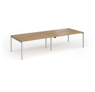 Connex Goal-Post 3200 x 1200 x 725mm Back to Back Desk (4 x 1600mm) - Silver Frame / Oak Top