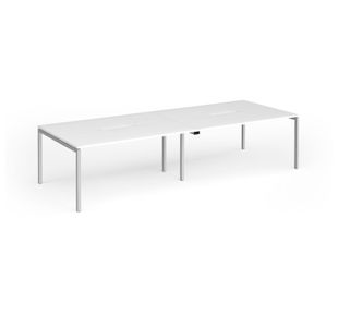 Connex Goal-Post 3200 x 1200 x 725mm Back to Back Desk (4 x 1600mm) - Silver Frame / White Top