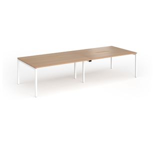 Connex Goal-Post 3200 x 1200 x 725mm Back to Back Desk (4 x 1600mm) - White Frame / Beech Top